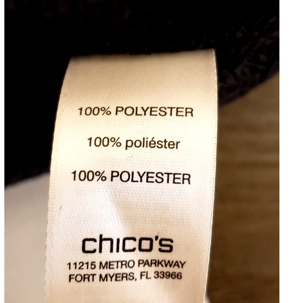 Chico's Black & White Crinkle Woven Design Open Front Jacket, SZ 3 (US 16/18) - Picture 9 of 10